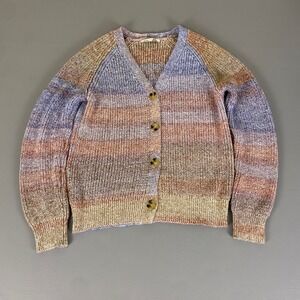 Dex Cardigan Sweater Women's XL Colorful‎ Red Purple Knit Button Front V-Neck